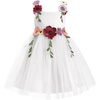 image:imageIDOPIP Toddler Baby Embroidery Flower Girl Dress Tulle Pageant Wedding Gown  for Kids Wedding Bridesmaid Formal Party Prom Gown Little Princess First Communion Birthday Graduation Floral Tulle DressWhite