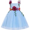 image:imageIDOPIP Toddler Baby Embroidery Flower Girl Dress Tulle Pageant Wedding Gown  for Kids Wedding Bridesmaid Formal Party Prom Gown Little Princess First Communion Birthday Graduation Floral Tulle DressBlue