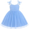 image:imageIDOPIP Toddler Girls Birthday Dress Tulle Smocked Pageant Summer Sundress  Baby Girls Tutu Dress Sleeveless Bowknot Straps Dress Casual Back to School Graduation Gown for Cake Smash Photo PartyBlue