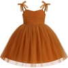 image:imageIDOPIP Toddler Girls Birthday Dress Tulle Smocked Pageant Summer Sundress  Baby Girls Tutu Dress Sleeveless Bowknot Straps Dress Casual Back to School Graduation Gown for Cake Smash Photo PartyCaramel