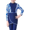 image:imageMuslim Swimsuits for Girls Kids Butterfly Islamic Swimwear Burkini Full Cover Hijab Top Pants Swim Costume Bathing SuitBlue Floral  Long
