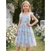 image:imageIDOPIP Embroidery Flower Girl Lace Dress for Kids Straps Floral Tulle GownBlue