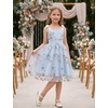 image:imageIDOPIP Embroidery Flower Girl Lace Dress for Kids Straps Floral Tulle GownBlue