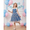 image:imageIDOPIP Embroidery Flower Girl Lace Dress for Kids Straps Floral Tulle GownDark Blue