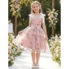 image:imageIDOPIP Embroidery Flower Girl Lace Dress for Kids Straps Floral Tulle GownPink