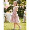 image:imageIDOPIP Embroidery Flower Girl Lace Dress for Kids Straps Floral Tulle GownPink