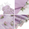 image:imageIDOPIP Embroidery Flower Girl Lace Dress for Kids Straps Floral Tulle GownPurple