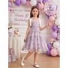 image:imageIDOPIP Embroidery Flower Girl Lace Dress for Kids Straps Floral Tulle GownPurple