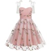 image:imageIDOPIP Embroidery Flower Girl Lace Dress for Kids Straps Floral Tulle GownPink