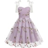 image:imageIDOPIP Embroidery Flower Girl Lace Dress for Kids Straps Floral Tulle GownPurple