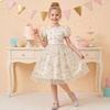image:imageIDOPIP Kids Girls Short Sleeve Embroidery Floral Lace Tulle Dress 511YApricot