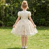 image:imageIDOPIP Kids Girls Short Sleeve Embroidery Floral Lace Tulle Dress 511YApricot