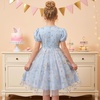 image:imageIDOPIP Kids Girls Short Sleeve Embroidery Floral Lace Tulle Dress 511YBlue
