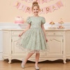 image:imageIDOPIP Kids Girls Short Sleeve Embroidery Floral Lace Tulle Dress 511YGreen