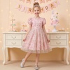image:imageIDOPIP Kids Girls Short Sleeve Embroidery Floral Lace Tulle Dress 511YPink