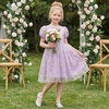 image:imageIDOPIP Kids Girls Short Sleeve Embroidery Floral Lace Tulle Dress 511YPurple