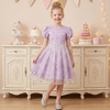 image:imageIDOPIP Kids Girls Short Sleeve Embroidery Floral Lace Tulle Dress 511YPurple