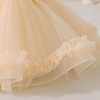image:imageIDOPIP Toddler Flower Girl Lace Dress Asymmetric Tiered Tulle Gown 3M6TChampagne
