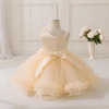 image:imageIDOPIP Toddler Flower Girl Lace Dress Asymmetric Tiered Tulle Gown 3M6TChampagne