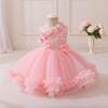 image:imageIDOPIP Toddler Flower Girl Lace Dress Asymmetric Tiered Tulle Gown 3M6TPink