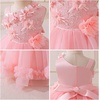 image:imageIDOPIP Toddler Flower Girl Lace Dress Asymmetric Tiered Tulle Gown 3M6TPink