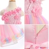 image:imageIDOPIP Toddler Flower Girl Lace Dress Asymmetric Tiered Tulle Gown 3M6TRainbow Pink