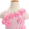 image:imageIDOPIP Toddler Flower Girl Lace Dress Asymmetric Tiered Tulle Gown 3M6TRainbow Pink