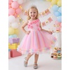 image:imageIDOPIP Toddler Flower Girl Lace Dress Asymmetric Tiered Tulle Gown 3M6TRainbow Pink