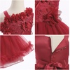 image:imageIDOPIP Toddler Flower Girl Lace Dress Asymmetric Tiered Tulle Gown 3M6TRed