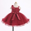 image:imageIDOPIP Toddler Flower Girl Lace Dress Asymmetric Tiered Tulle Gown 3M6TRed