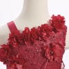 image:imageIDOPIP Toddler Flower Girl Lace Dress Asymmetric Tiered Tulle Gown 3M6TRed