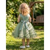 image:imageIDOPIP Toddler Flower Girl Lace Dress Asymmetric Tiered Tulle Gown 3M6TSage Green