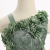 image:imageIDOPIP Toddler Flower Girl Lace Dress Asymmetric Tiered Tulle Gown 3M6TSage Green