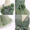 image:imageIDOPIP Toddler Flower Girl Lace Dress Asymmetric Tiered Tulle Gown 3M6TSage Green