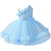 image:imageIDOPIP Toddler Flower Girl Lace Dress Asymmetric Tiered Tulle Gown 3M6TBlue
