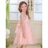 image:imageIDOPIP Toddler Baby Girls Dresses Long Puff Sleeve Pageant Mesh Tutu Dress Infant Wedding Baptism Photo Shoot Tulle DressPink  Stars