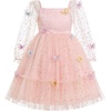image:imageIDOPIP Toddler Baby Girls Dresses Long Puff Sleeve Pageant Mesh Tutu Dress Infant Wedding Baptism Photo Shoot Tulle DressPink  Stars