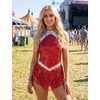 image:imageIDOPIP Women Halter Sequin Fringe Bodysuit Ballroom Latin Dance DressRed