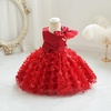 image:imageIDOPIP Flower Girl Butterfly Bowknot Tutu Dress for Kids Baby Birthday Wedding Party Dresses Toddler Pageant Tulle Gown 16TDark Red