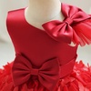 image:imageIDOPIP Flower Girl Butterfly Bowknot Tutu Dress for Kids Baby Birthday Wedding Party Dresses Toddler Pageant Tulle Gown 16TDark Red