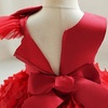 image:imageIDOPIP Flower Girl Butterfly Bowknot Tutu Dress for Kids Baby Birthday Wedding Party Dresses Toddler Pageant Tulle Gown 16TDark Red