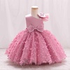 image:imageIDOPIP Flower Girl Butterfly Bowknot Tutu Dress for Kids Baby Birthday Wedding Party Dresses Toddler Pageant Tulle Gown 16TDusty Pink