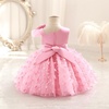 image:imageIDOPIP Flower Girl Butterfly Bowknot Tutu Dress for Kids Baby Birthday Wedding Party Dresses Toddler Pageant Tulle Gown 16TPink