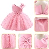 image:imageIDOPIP Flower Girl Butterfly Bowknot Tutu Dress for Kids Baby Birthday Wedding Party Dresses Toddler Pageant Tulle Gown 16TPink