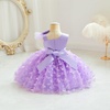image:imageIDOPIP Flower Girl Butterfly Bowknot Tutu Dress for Kids Baby Birthday Wedding Party Dresses Toddler Pageant Tulle Gown 16TPurple