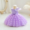 image:imageIDOPIP Flower Girl Butterfly Bowknot Tutu Dress for Kids Baby Birthday Wedding Party Dresses Toddler Pageant Tulle Gown 16TPurple