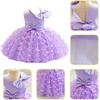 image:imageIDOPIP Flower Girl Butterfly Bowknot Tutu Dress for Kids Baby Birthday Wedding Party Dresses Toddler Pageant Tulle Gown 16TPurple