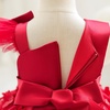 image:imageIDOPIP Flower Girl Butterfly Bowknot Tutu Dress for Kids Baby Birthday Wedding Party Dresses Toddler Pageant Tulle Gown 16TRed