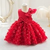 image:imageIDOPIP Flower Girl Butterfly Bowknot Tutu Dress for Kids Baby Birthday Wedding Party Dresses Toddler Pageant Tulle Gown 16TRed
