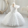 image:imageIDOPIP Flower Girl Butterfly Bowknot Tutu Dress for Kids Baby Birthday Wedding Party Dresses Toddler Pageant Tulle Gown 16TWhite